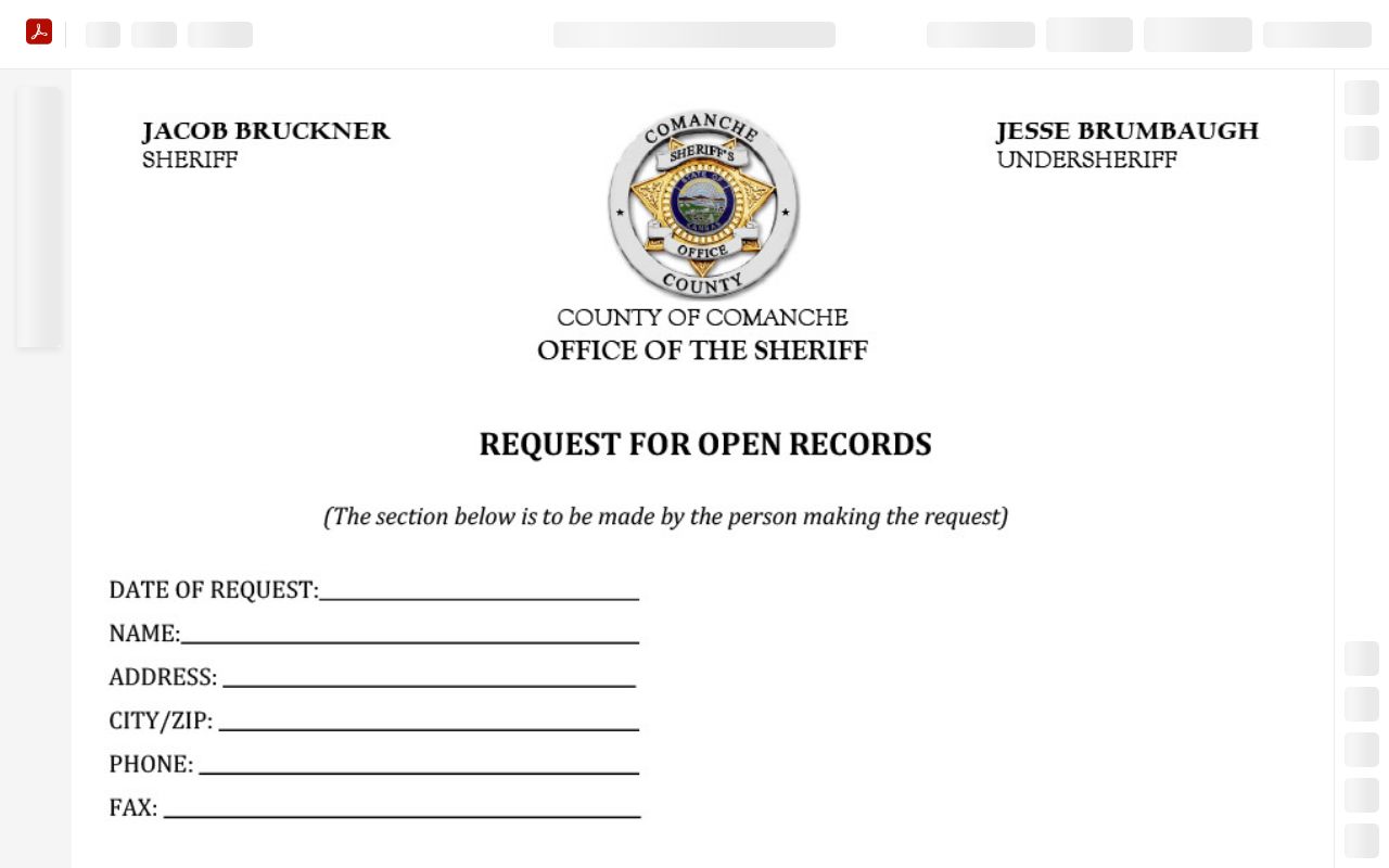 Comanche County Sheriff open-record request form